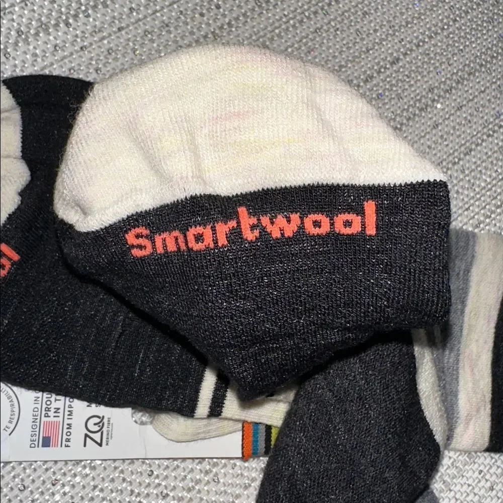 SmartWool XL Black Ivory Moonbeam Snowboard Targeted Cushion Wool Blend Socks